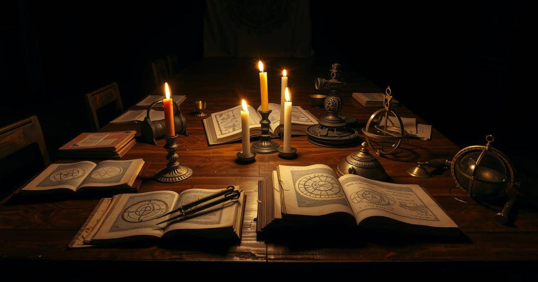 Ancient manuscripts and instruments on a candlelit table — what occultism actually means